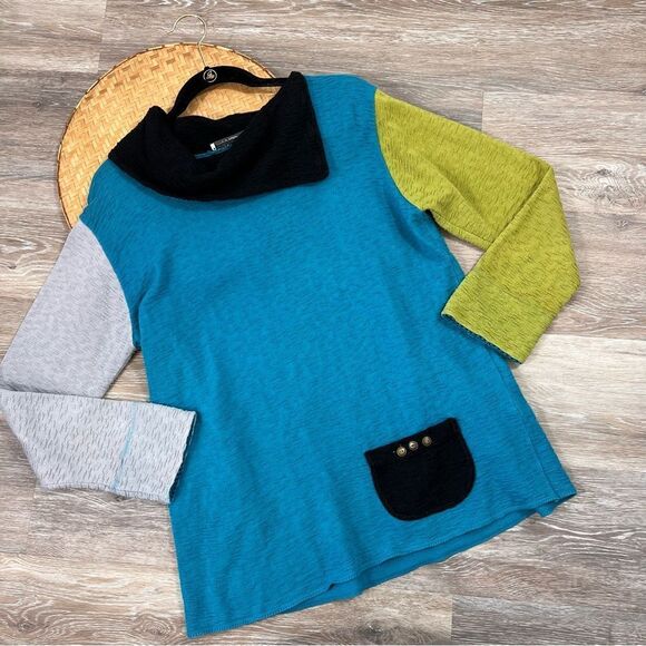 Margaret winters lagenlook‎ art to wear colorblock sweater Women’s Size M - Picture 1 of 9